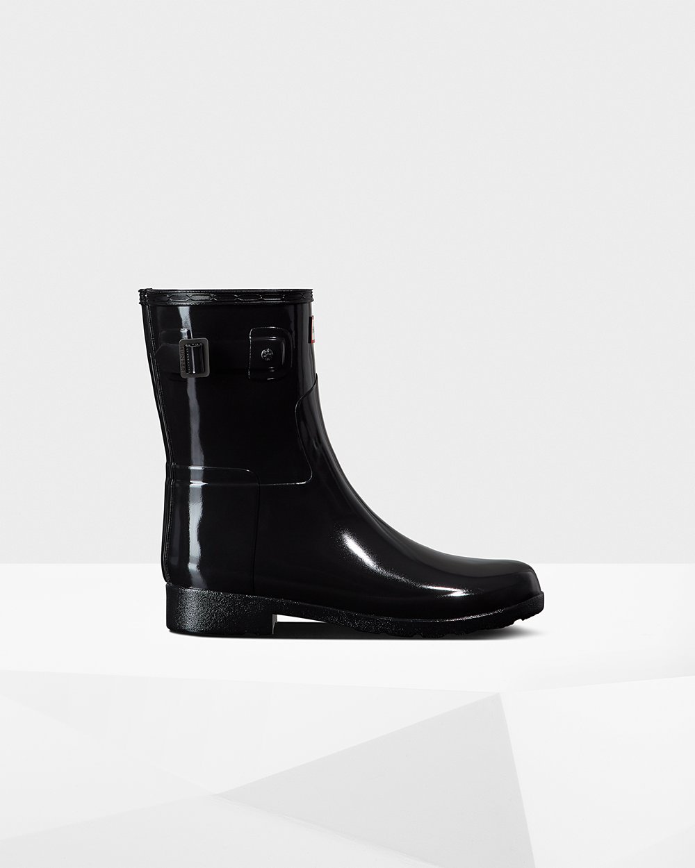 Galochas Curtas Hunter Feminina Pretas - Refined Slim Fit Gloss - 68LNMIQXU